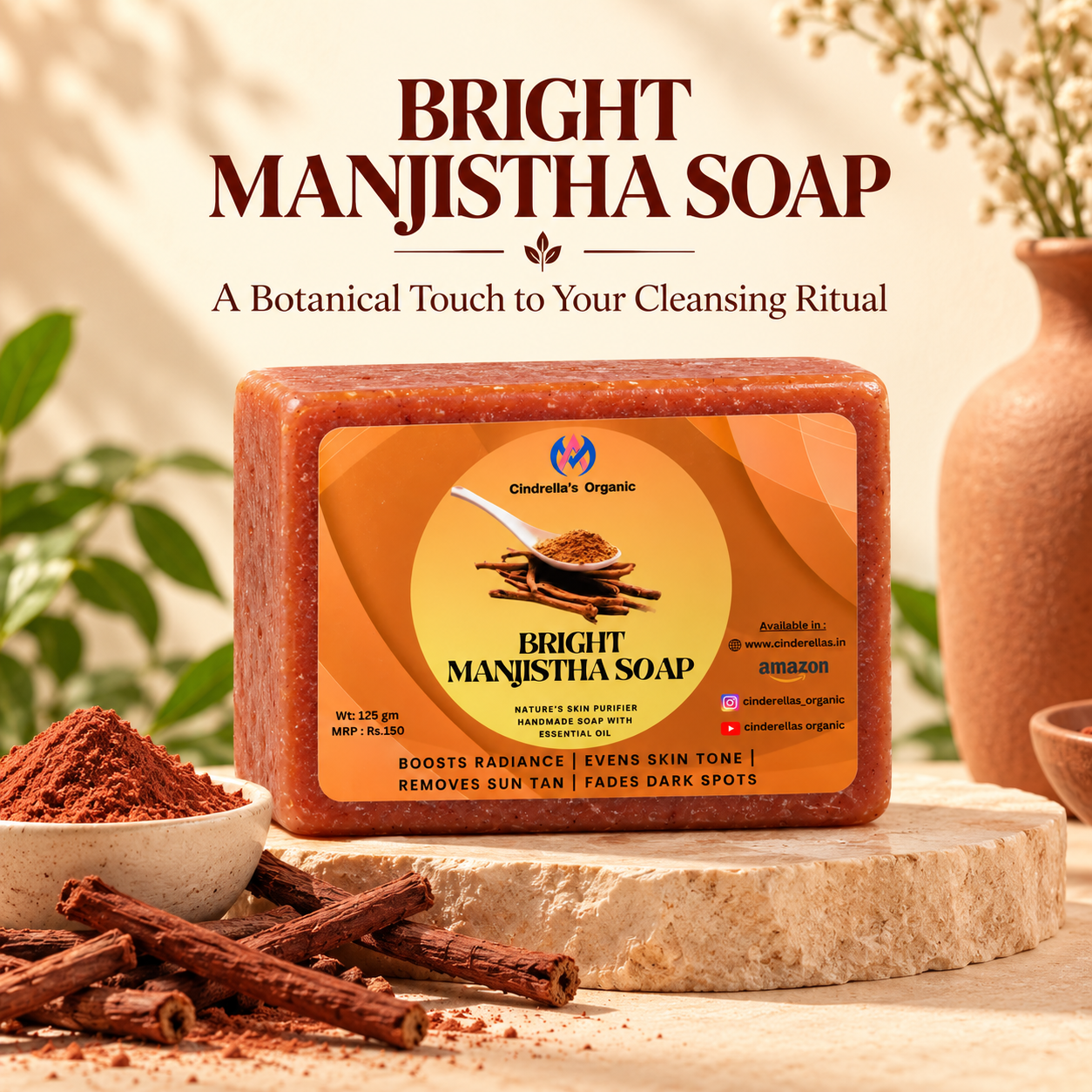 Bright Manjistha Soap - 125gm - Image 5