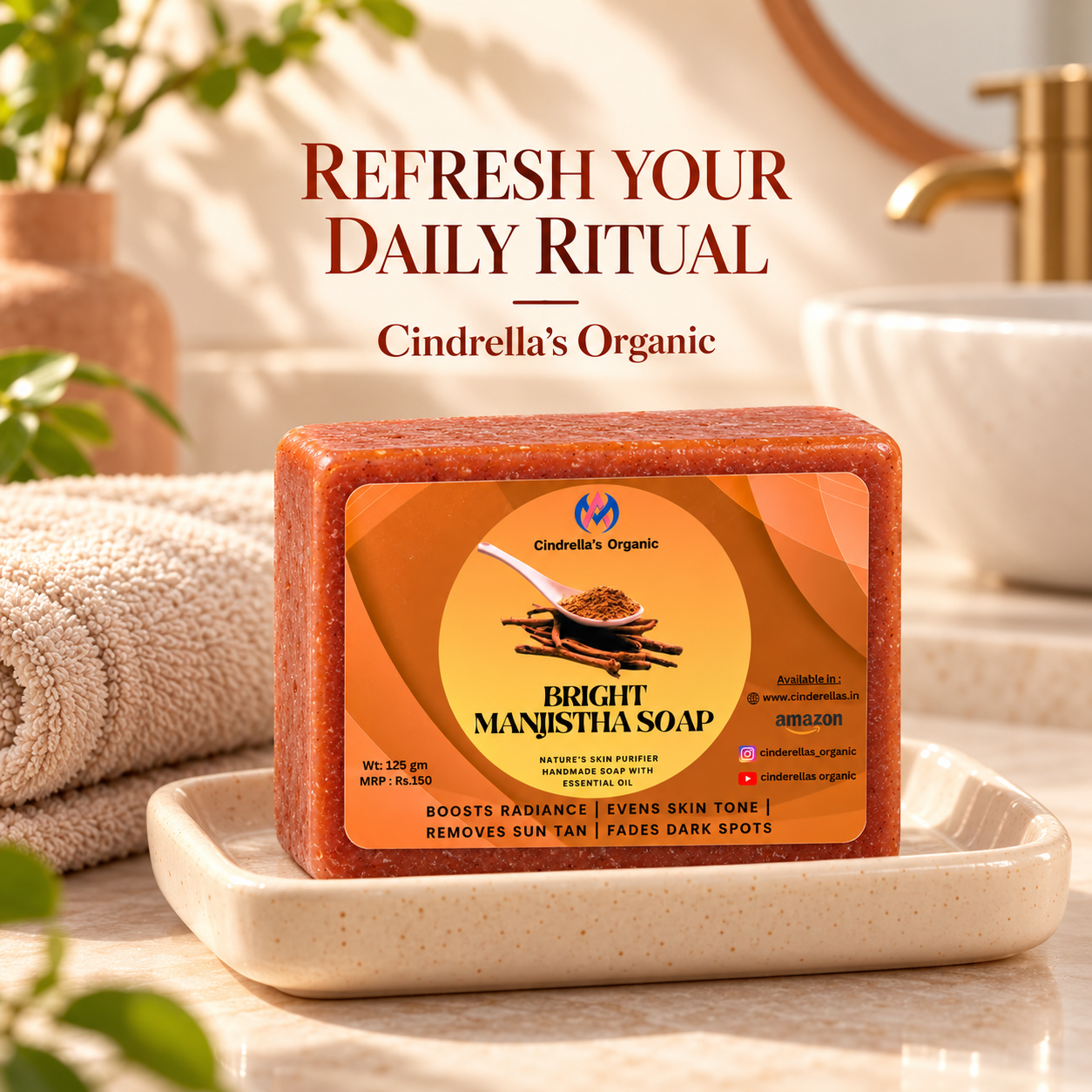 Bright Manjistha Soap - 125gm - Image 2