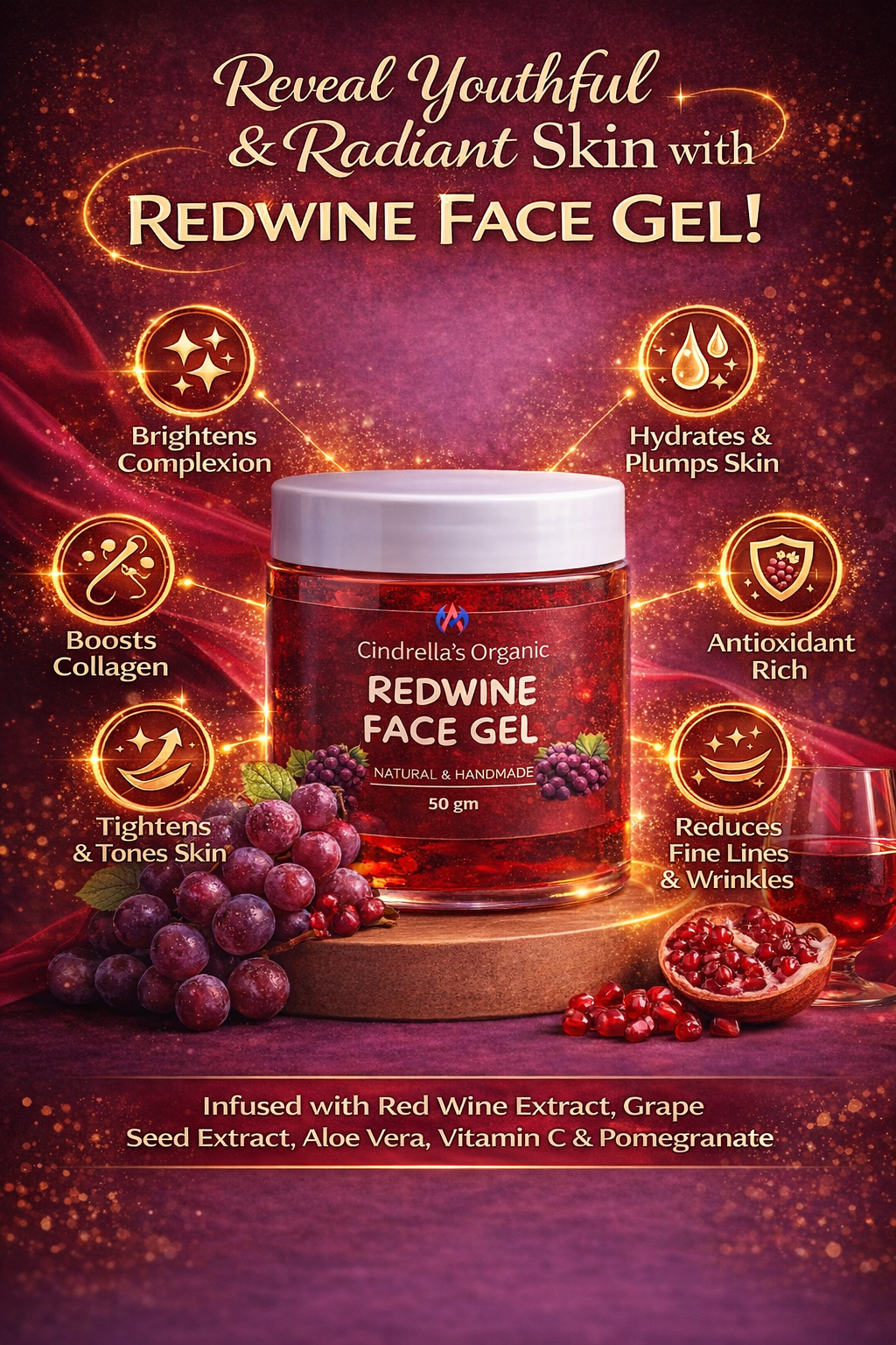 Red Wine Face Gel – 50gm - Image 2