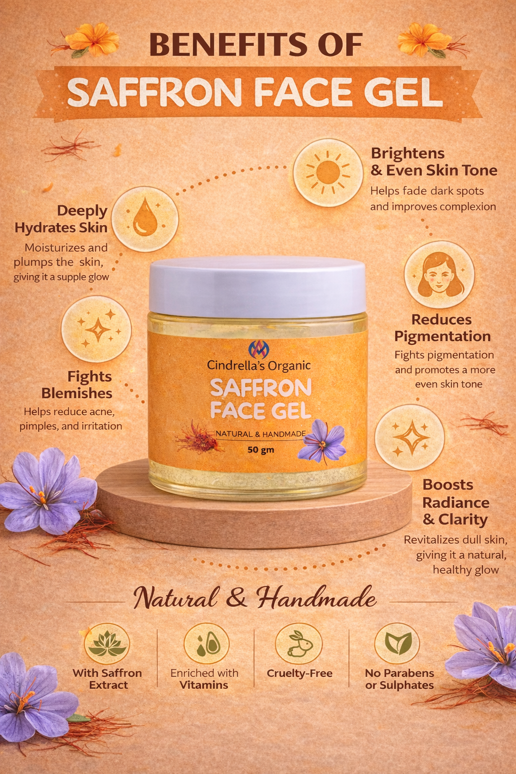 Saffron Face Gel - 50gm - Image 2